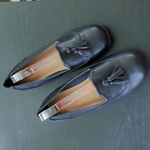 Woman Within Comfortview Black Aster Tassel Slip On Loafer Size 9W